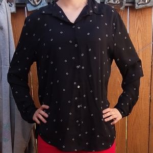 H&M Women's Black Collared Polyester Blouse